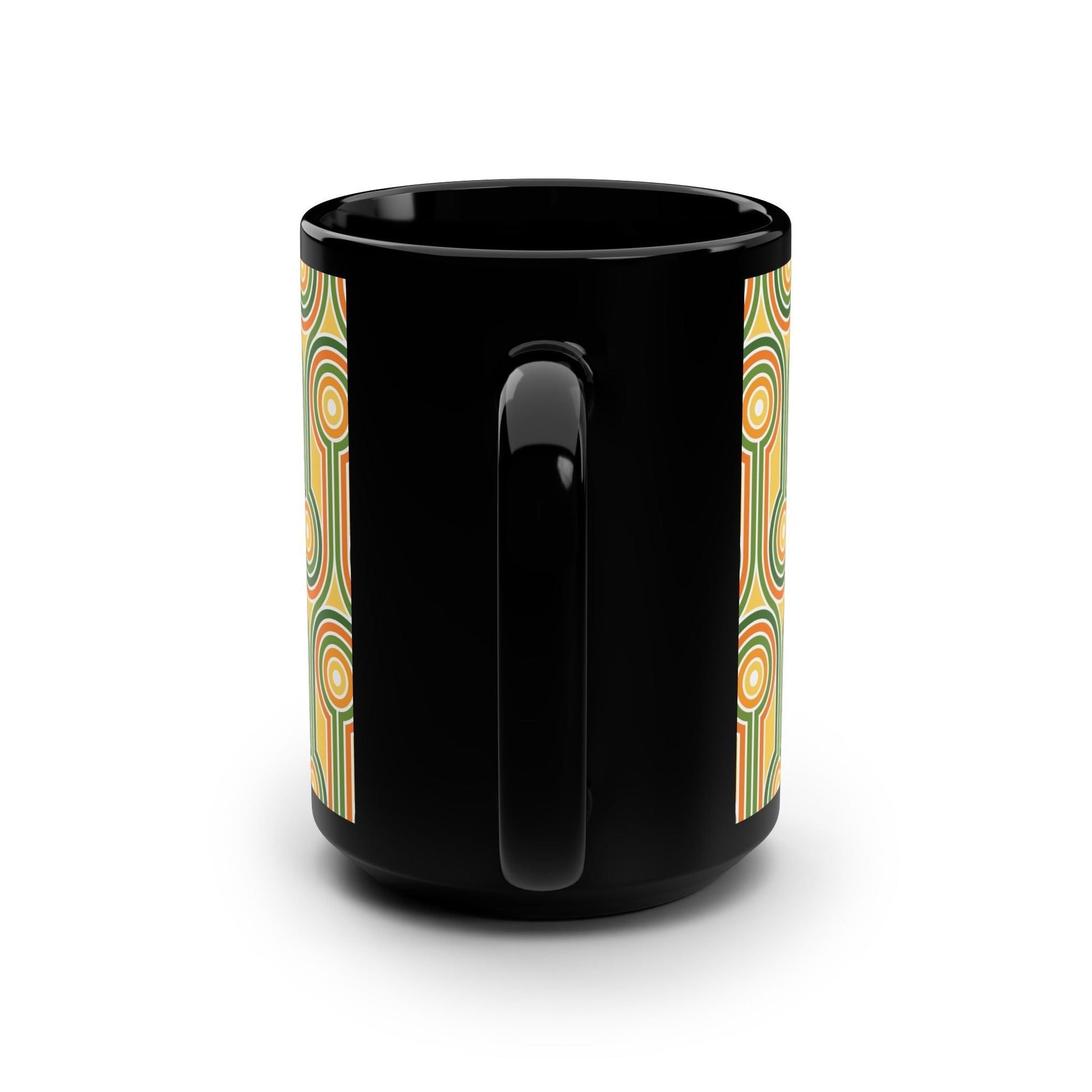 Retro Patterned 15oz Black Mug - Kia Day Design