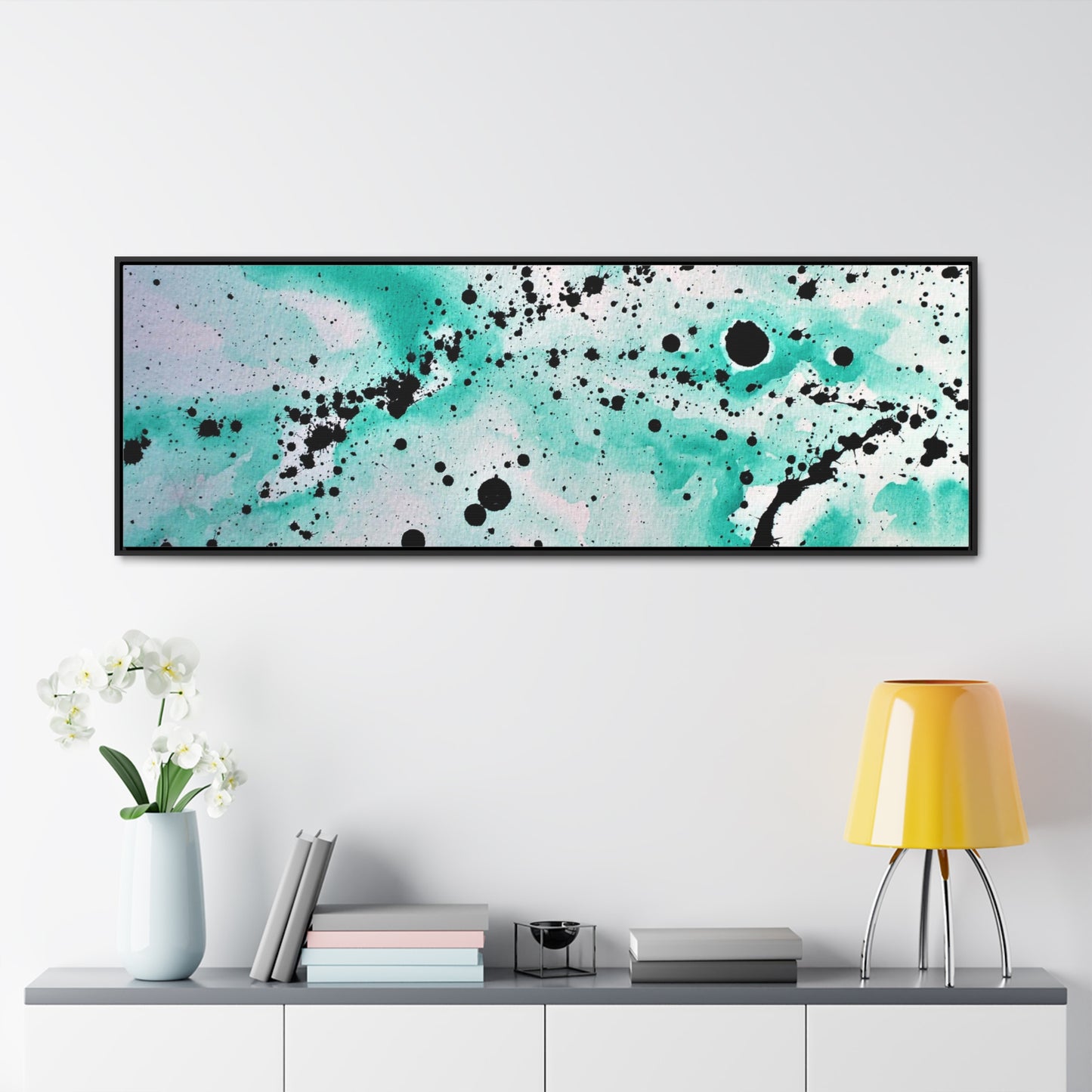 Teal Burst Gallery Canvas Wraps, Horizontal Frame