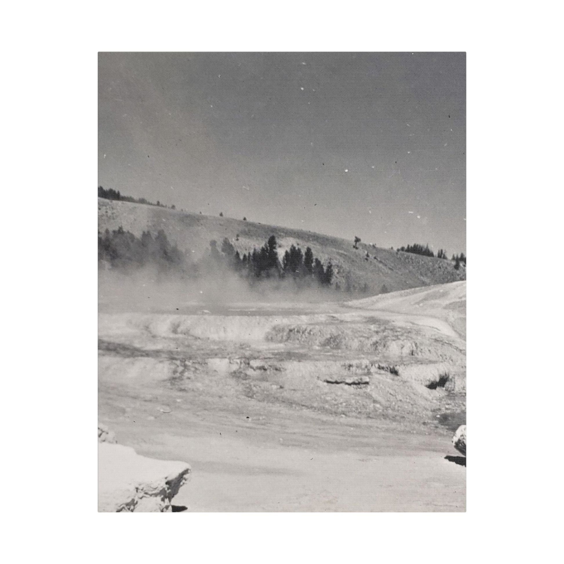 Mammoth Hot Springs Satin Canvas Stretched