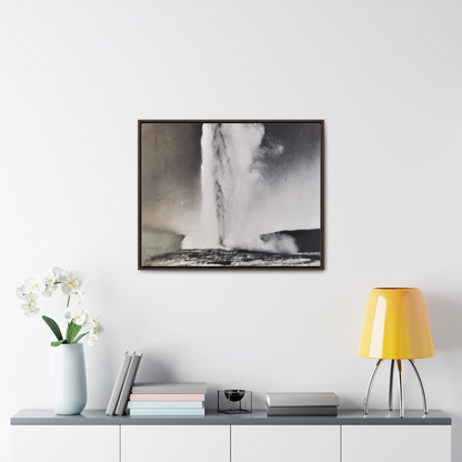 Old Faithful Geyser Yellowstone Gallery Canvas Wraps, Horizontal Frame 30″ x 24″ Walnut 1.25"