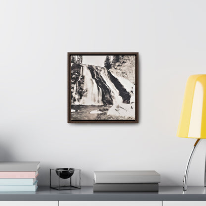 Gibbon Falls Yellowstone Gallery Canvas Wraps Square Frame 12″ x 12″ Premium Gallery Wraps (1.25″) Walnut