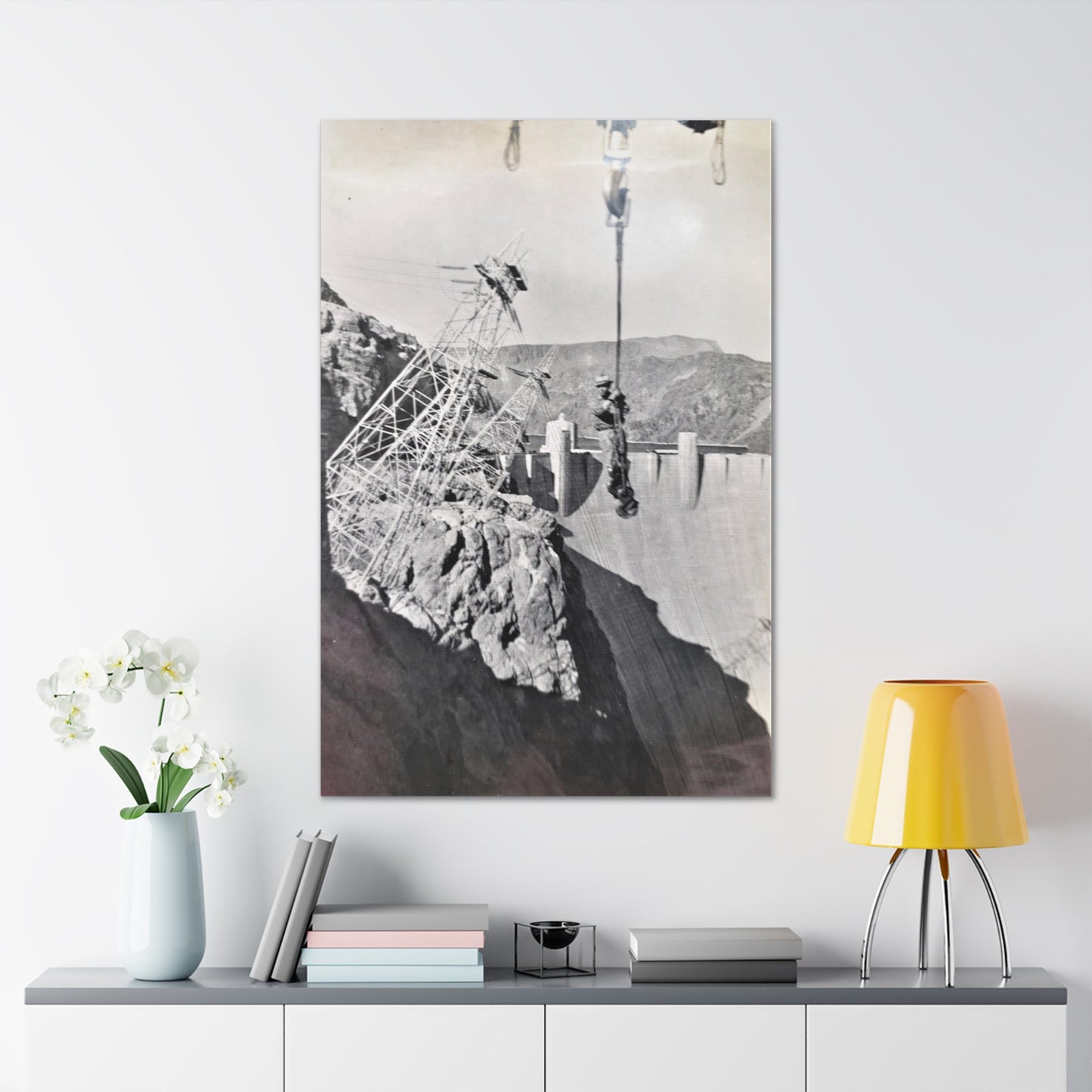 Suspended Boulder Dam Worker Canvas Gallery Wraps