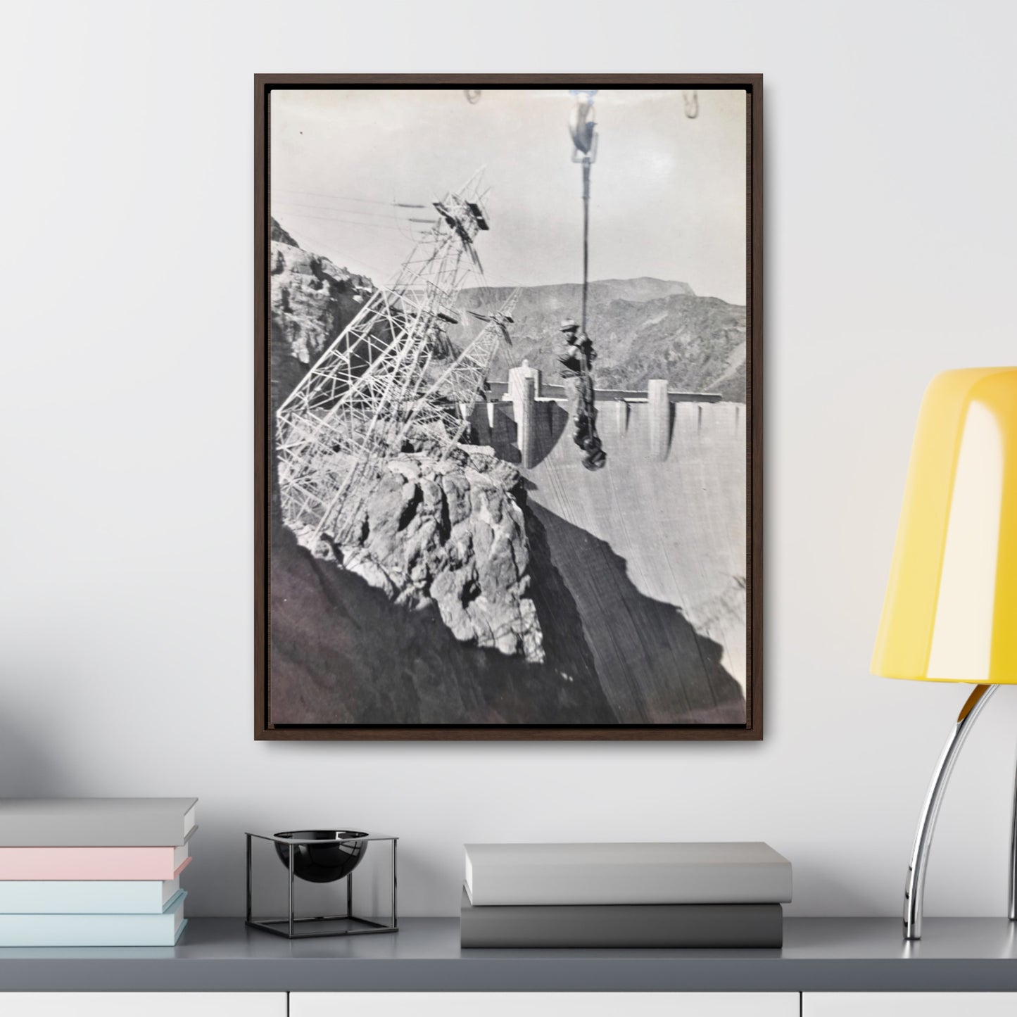 Suspended Boulder Dam Worker Gallery Canvas Wraps, Vertical Frame