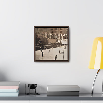 Rockefeller Plaza Easter 1945 Gallery Canvas Wraps Square Frame 12″ x 12″ 1.25" Walnut