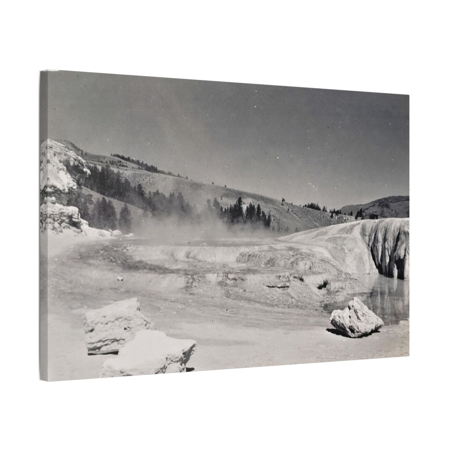 Mammoth Hot Springs Satin Canvas Stretched