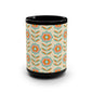 Retro Floral Pattern Black Mug - 15oz - Kia Day Design