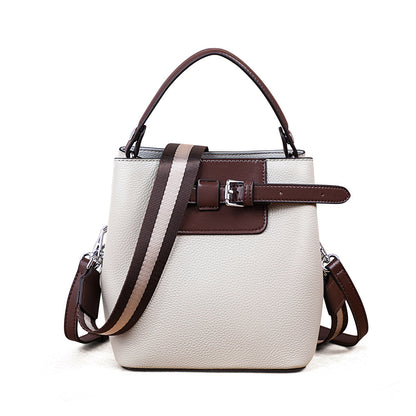 Genuine leather crossbody bucket bag all-match shoulder bag - -