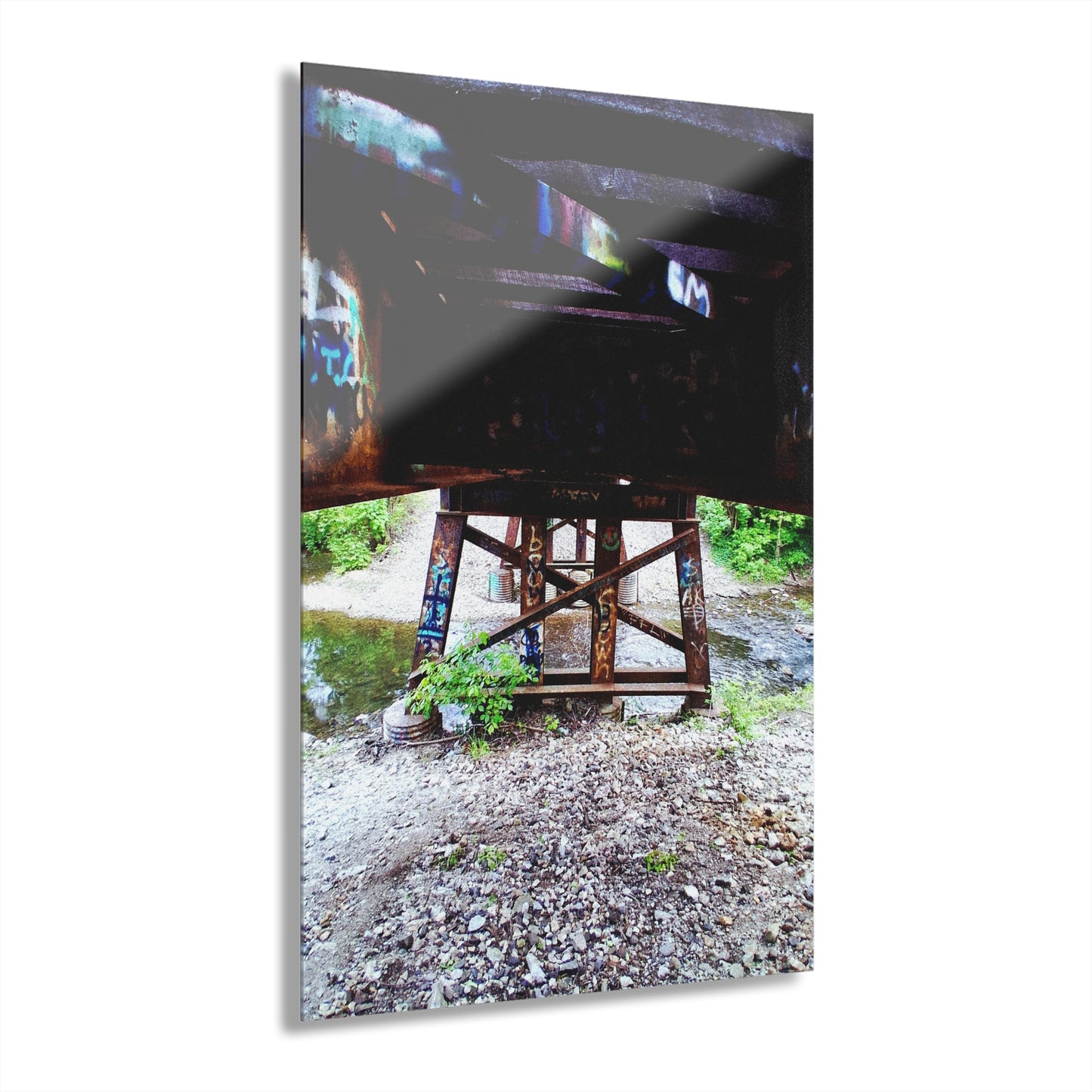 Urban Bridge Acrylic Print French Cleat Hanging - 24" x 36" (Vertical) 0.25'' - Home Decor
