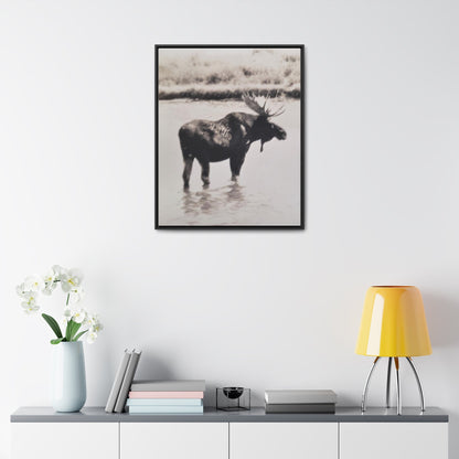 Yellowstone Bull Moose Gallery Canvas Wraps Vertical Frame 24″ x 30″ Premium Gallery Wraps (1.25″) Black