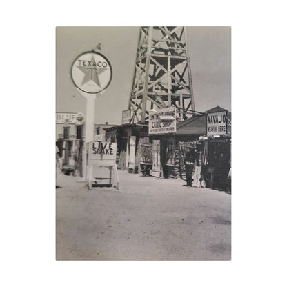 Texaco Station Continental Divide Satin Canvas Stretched