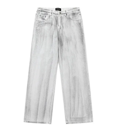 Vintage Washed Distressed Draped Jeans - White Small - jeans
