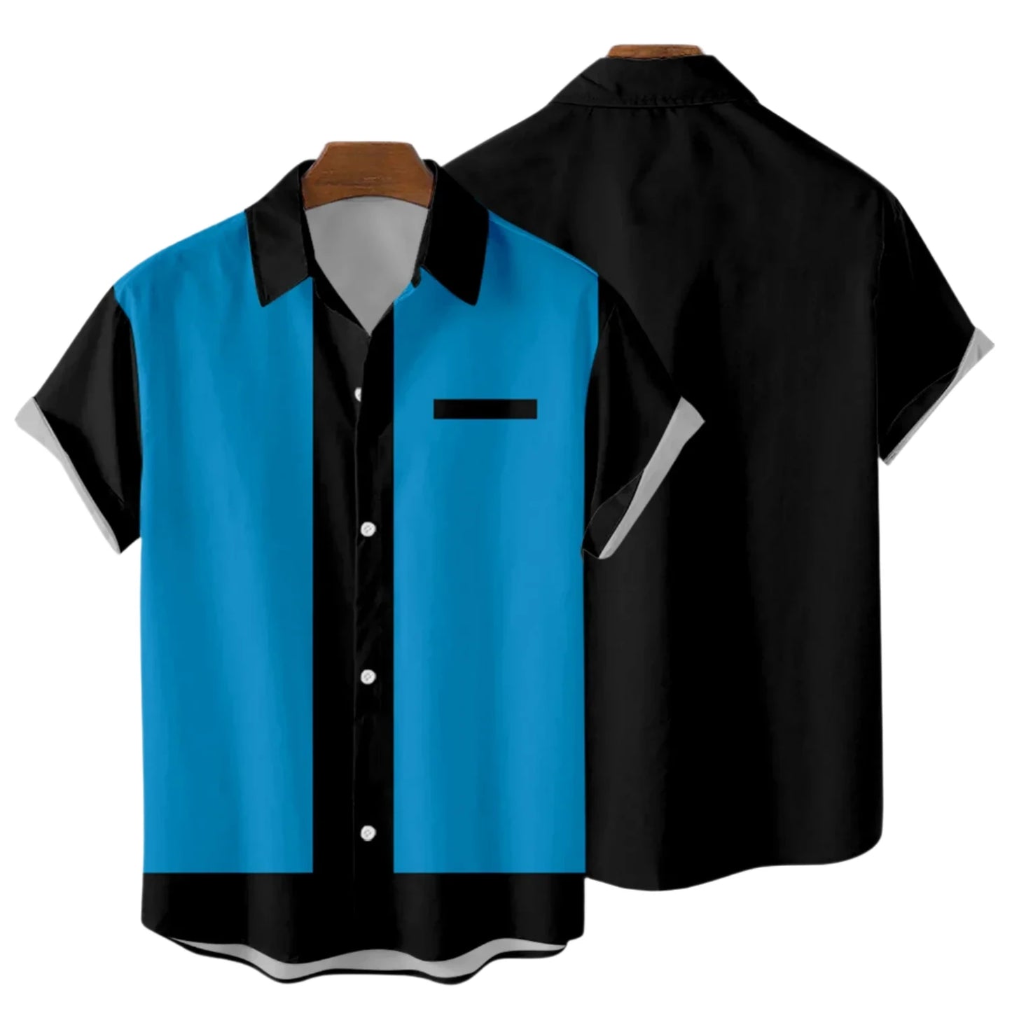 50s Rockabilly Shirts Male Short Sleeve Retro Button-Down Shirts