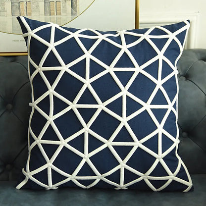 Modern Simple Pillow Cover Embroidered Cushion Cover Dark blue