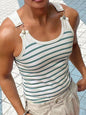 Men's Striped Wide Strap Tank - Air Force Blue -