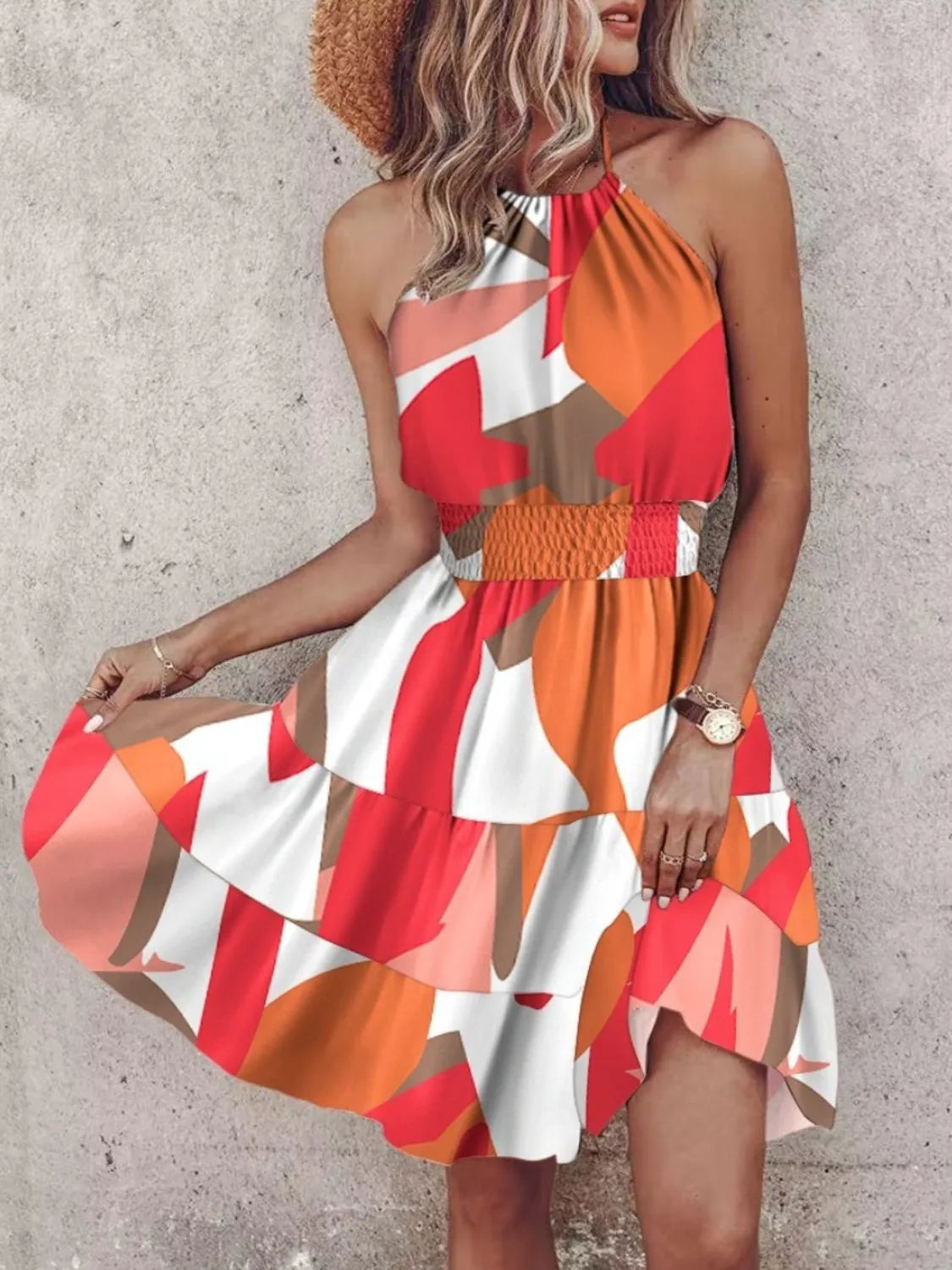 Paisley Print Halter Neck Mini Dress - Three Colors -