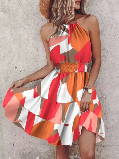 Paisley Print Halter Neck Mini Dress - Three Colors -
