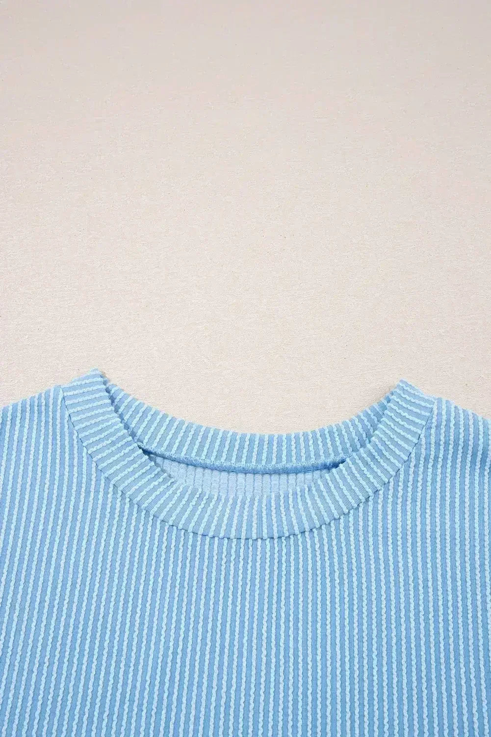 Pink Corded Colorblock Pocket Crew Neck T Shirt - - T Shirts