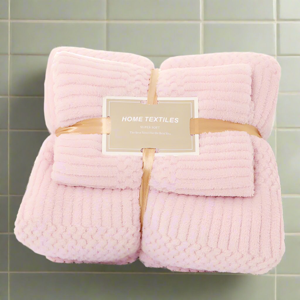 Cotton Fleece Thick 2 Pcs Bath Towel Set Beauty Towel Set Super Soft Absorbent