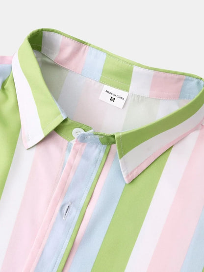 Men's Striped Collared Neck Shirt - -