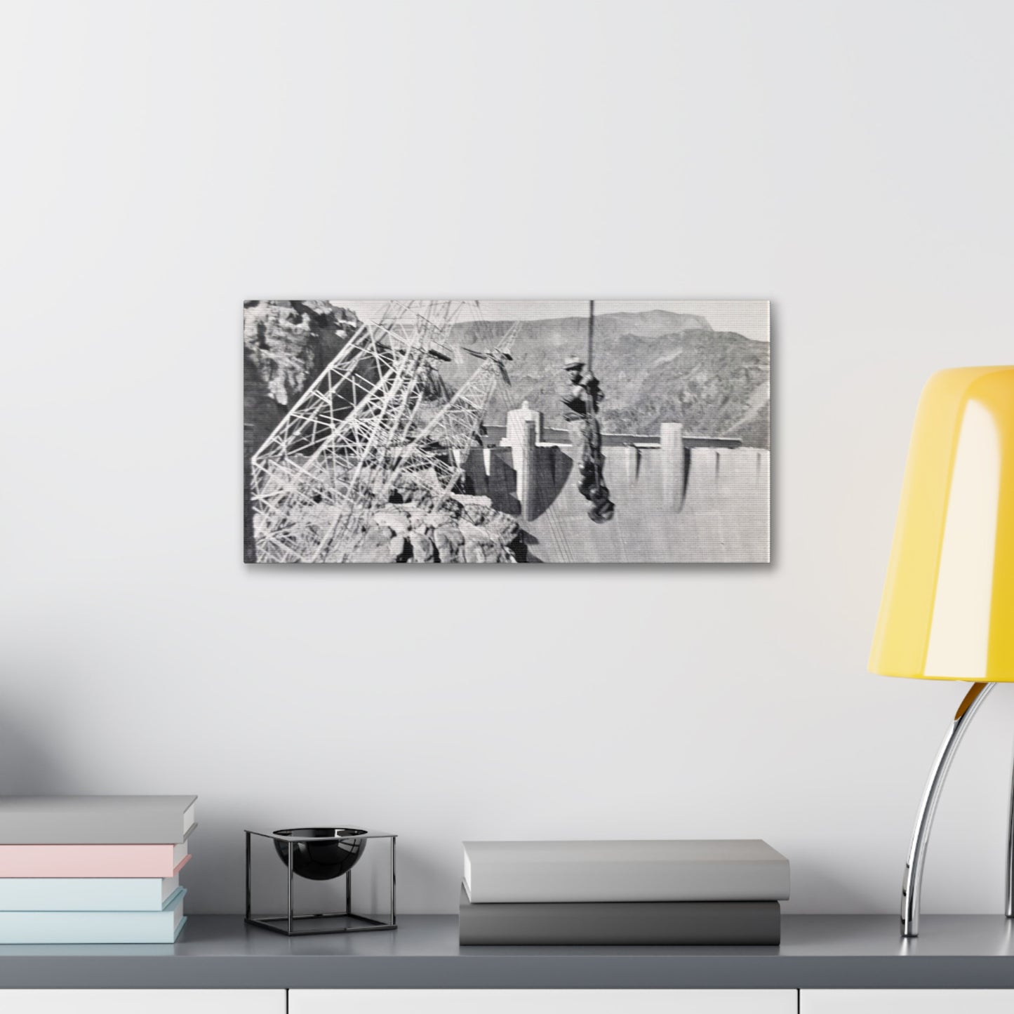 Suspended Boulder Dam Worker Canvas Gallery Wraps