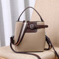 Genuine leather crossbody bucket bag all-match shoulder bag - L.khaki 20*13*21.5（cm） -