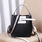 Genuine leather crossbody bucket bag all-match shoulder bag - Black 20*13*21.5（cm） -