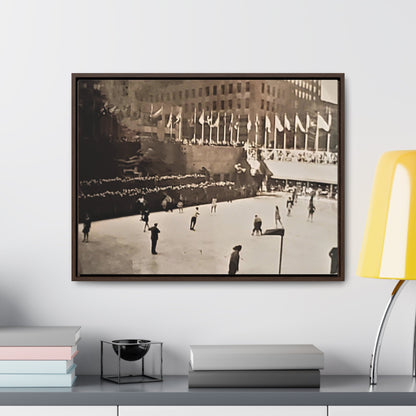 Rockefeller Plaza Easter 1945 Gallery Canvas Wraps Horizontal Frame 24″ x 18″ Walnut 1.25"