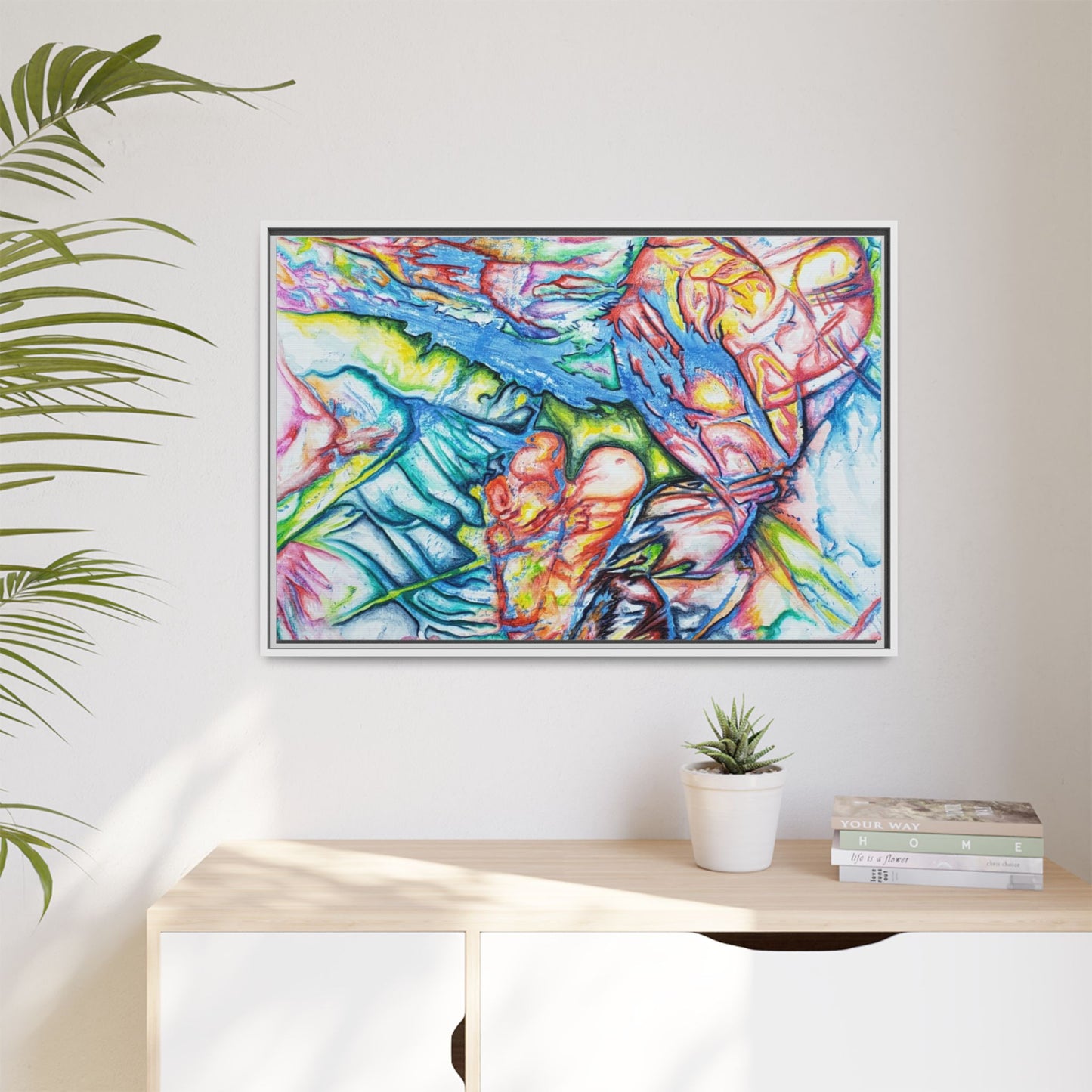 Multi-Color Abstract Framed Canvas Art Print - Kia Day Design