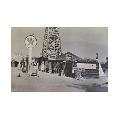 Texaco Station Continental Divide Satin Canvas Stretched