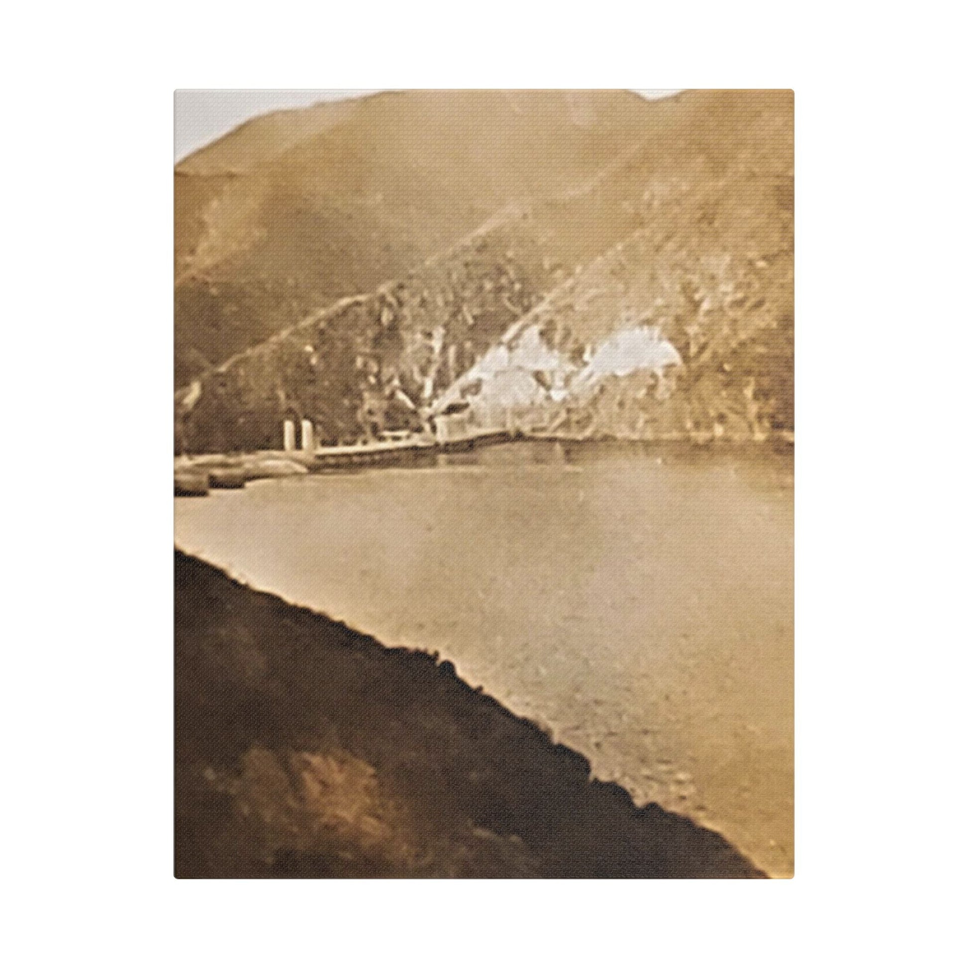 Morris Dam Lake Satin Canvas Stretched