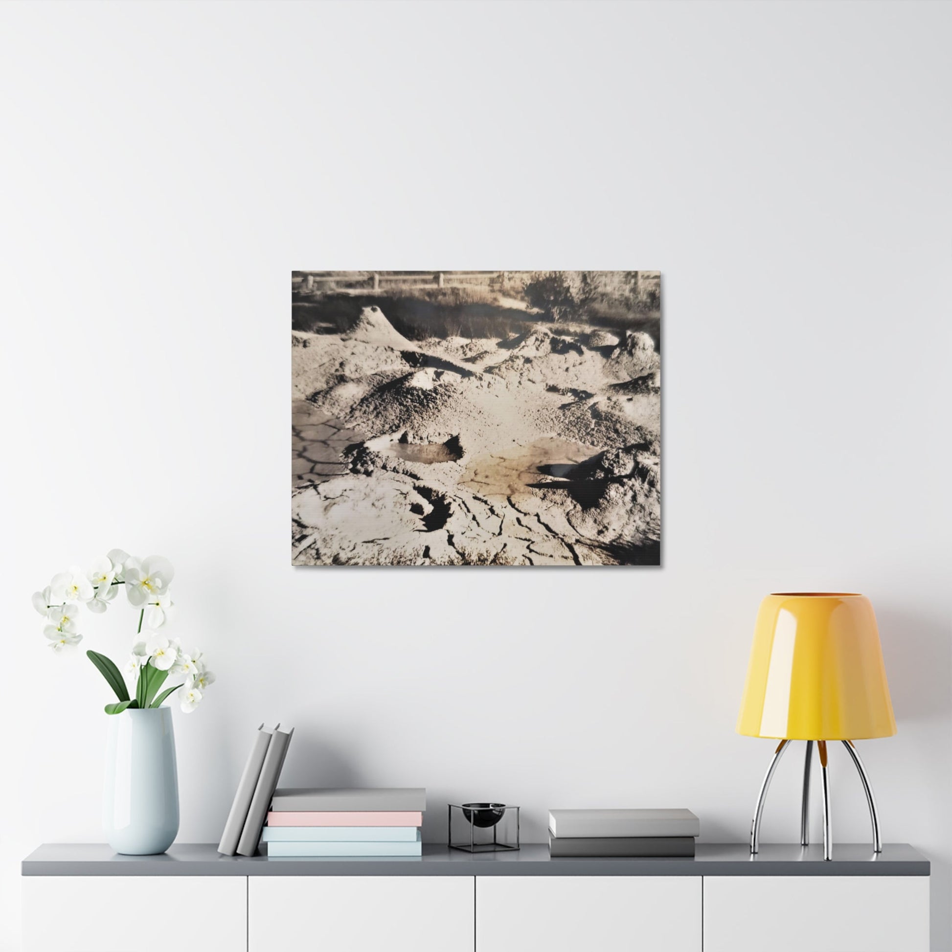 Yellowstone West Thumb Paint Pots Stretched Canvas - 1.5" 30″ x 24″ - Canvas