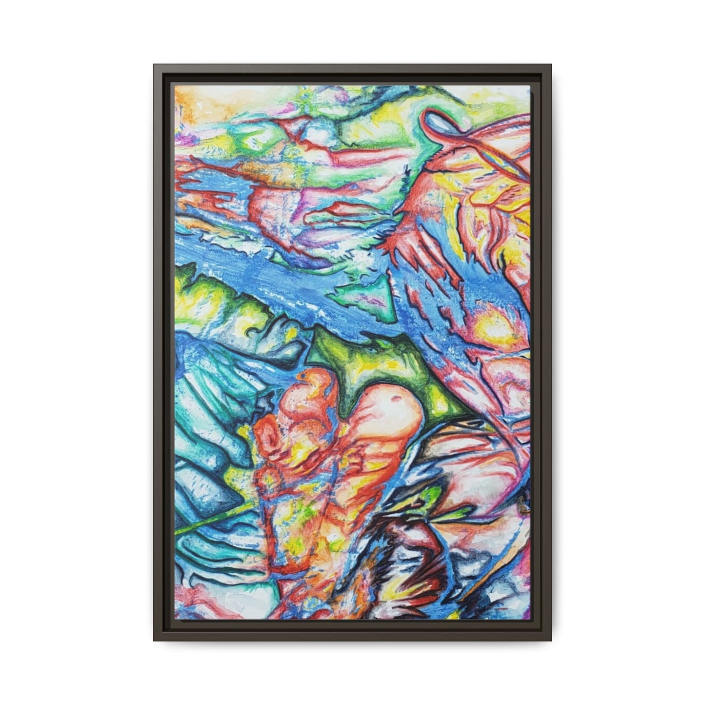 Multi-Color Abstract Framed Canvas Art Print - Kia Day Design