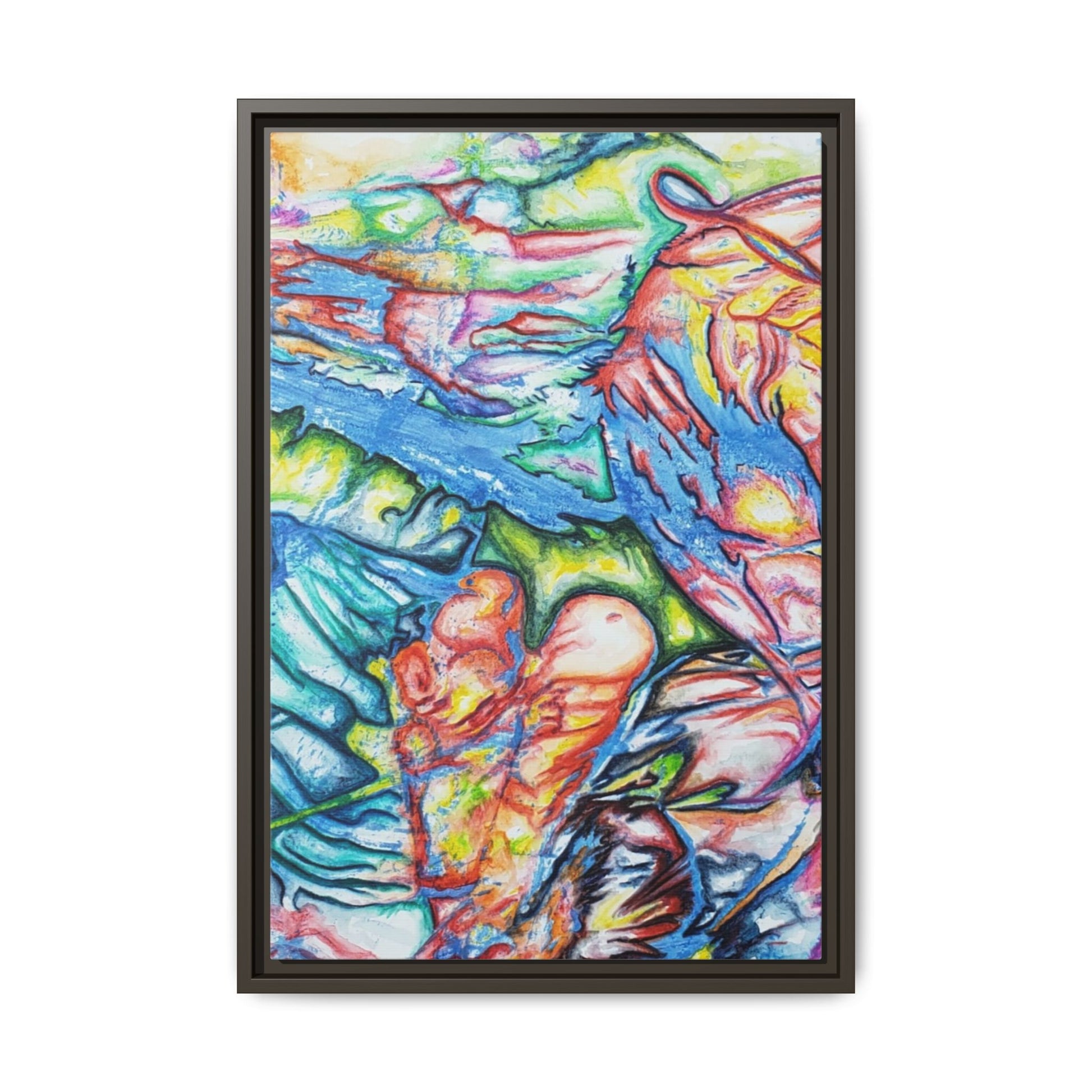 Multi-Color Abstract Framed Canvas Art Print - Kia Day Design