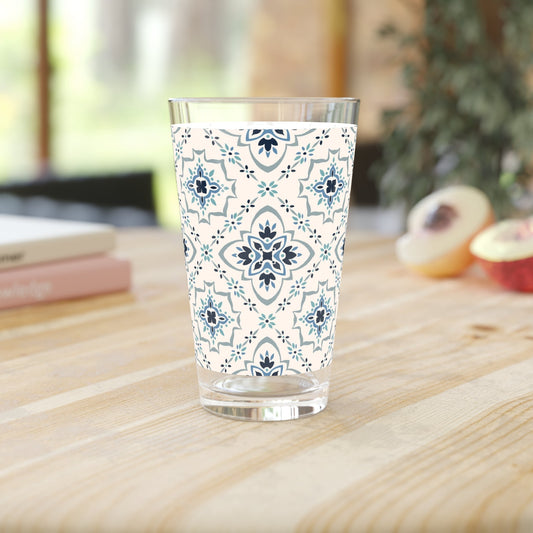 Decorative Floral Pint Glass - 16oz - Kia Day Design