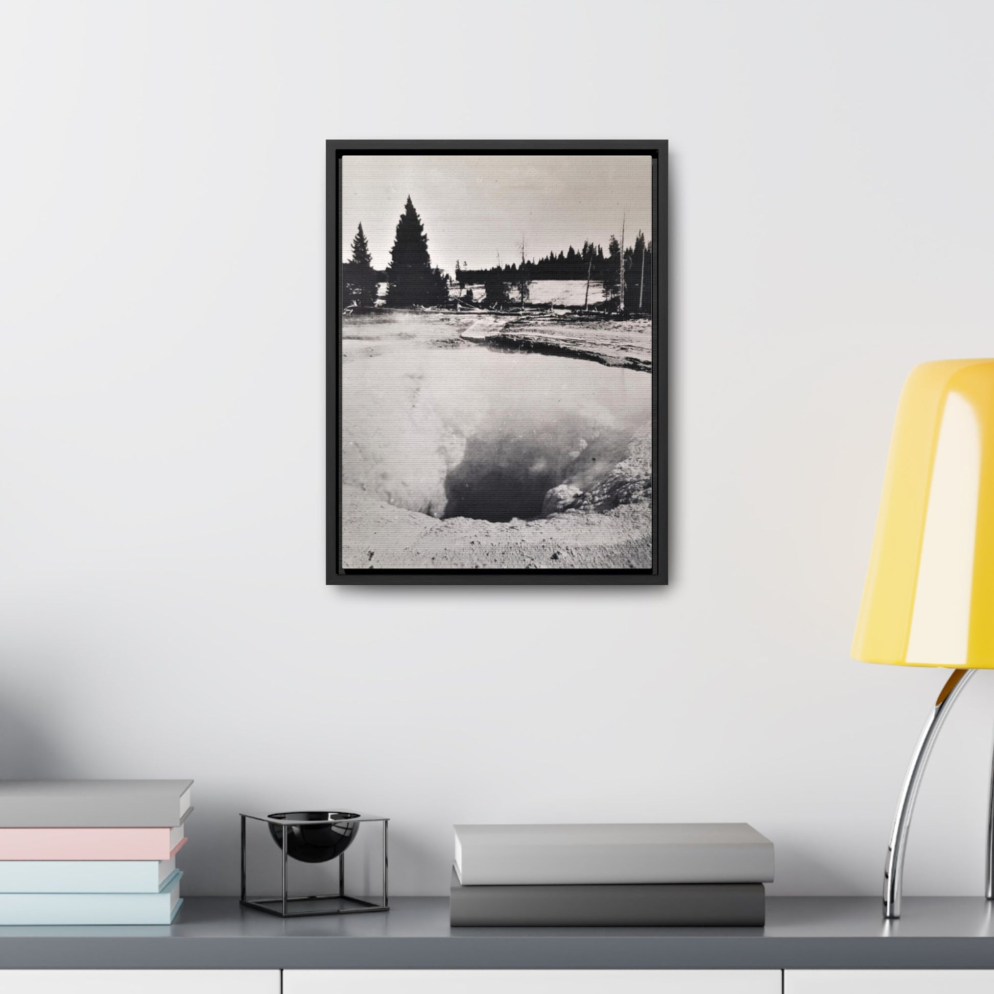 Morning Glory Pool Yellowstone Gallery Canvas Wraps Vertical Frame - 12″ x 16″ Premium Gallery Wraps (1.25″) Black - Canvas