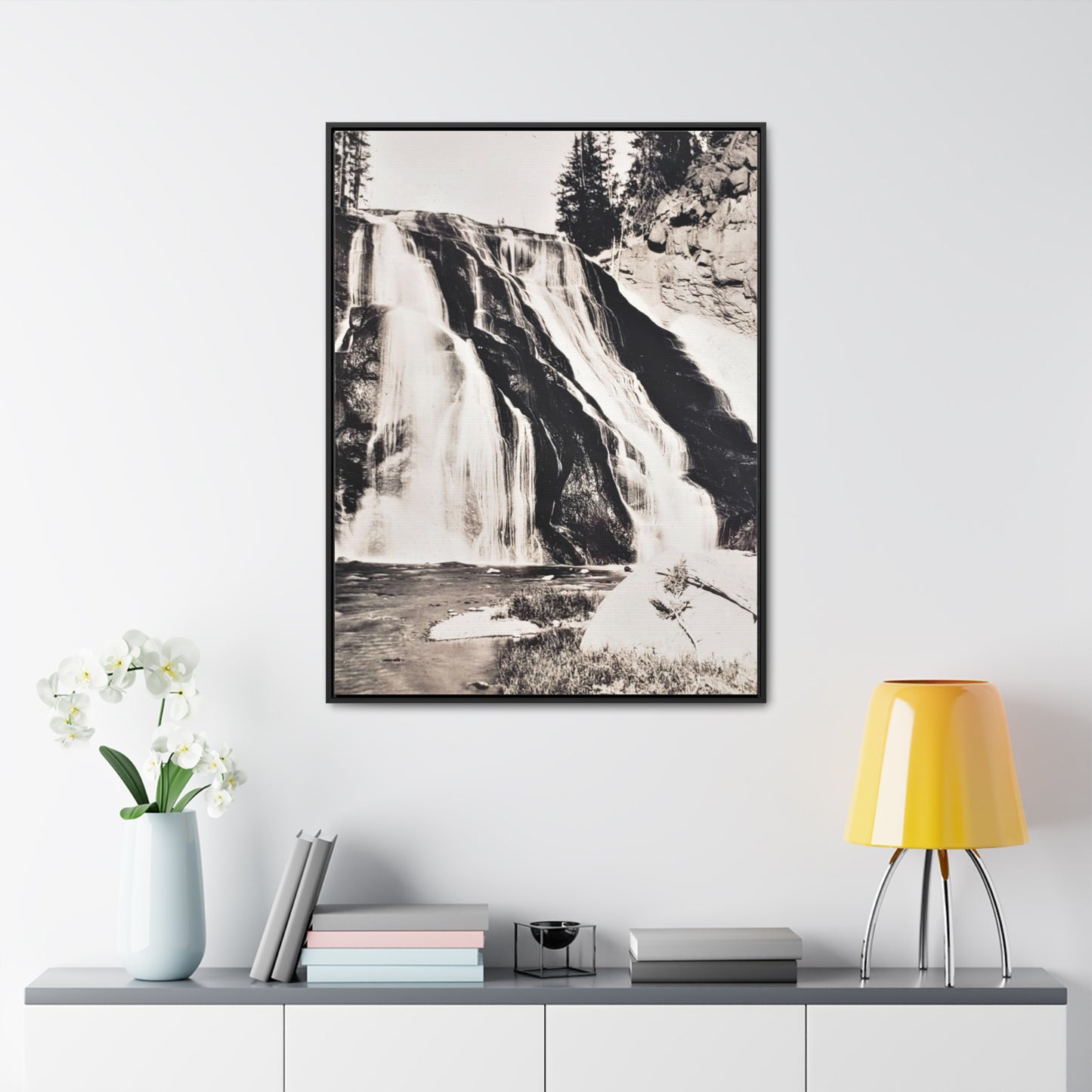 Gibbon Falls Yellowstone Gallery Canvas Wraps, Vertical Frame