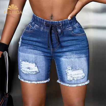 Ripped Denim Shorts