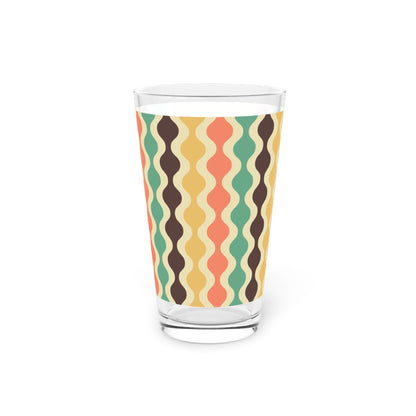Retro Wavy Pattern Pint Glass - 16oz - Kia Day Design