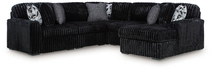 Midnight-Madness - Sectional - Black 6 Pc. Right Arm Facing Corner Chaise Sectional - Stationary Sectionals