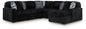 Midnight-Madness - Sectional - Black 6 Pc. Right Arm Facing Corner Chaise Sectional - Stationary Sectionals