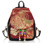 Retro Embroidered Peacock Backpack - Red 26*12*36cm - backpack