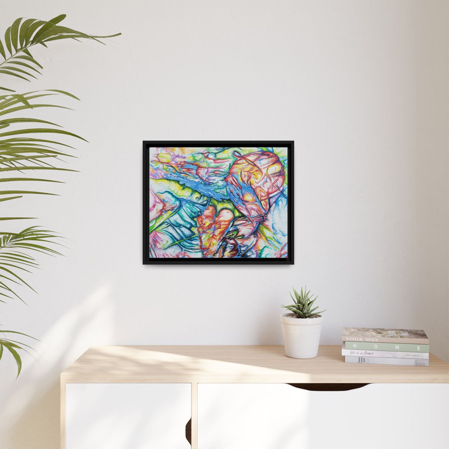 Multi-Color Abstract Framed Canvas Art Print - Kia Day Design