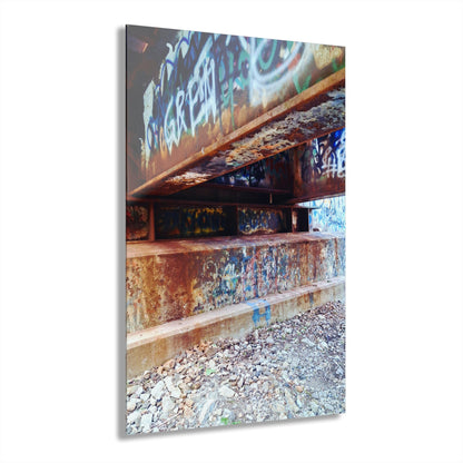 Acrylic Print — Urban Rust Graffiti Photograph French Cleat Hanging - - Home Decor
