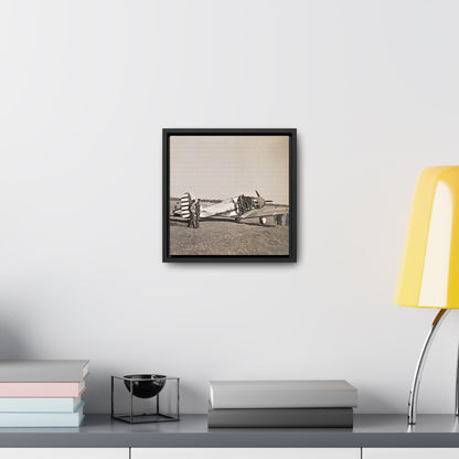 Army Pursuit Plane Ames Airport 1939 Gallery Canvas Wraps Square Frame 10″ x 10″ 1.25" Black