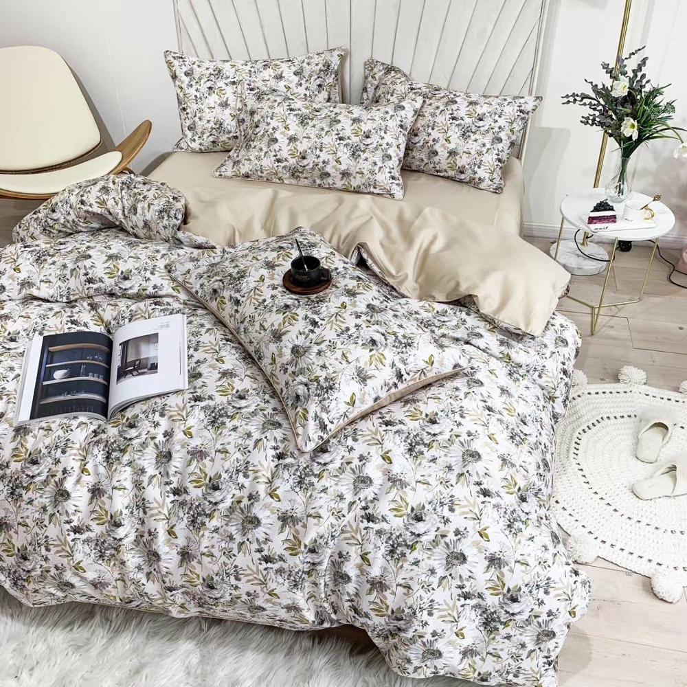 Floral 100% 60s Cotton Reactive Printing Bedding Sets With Flowers