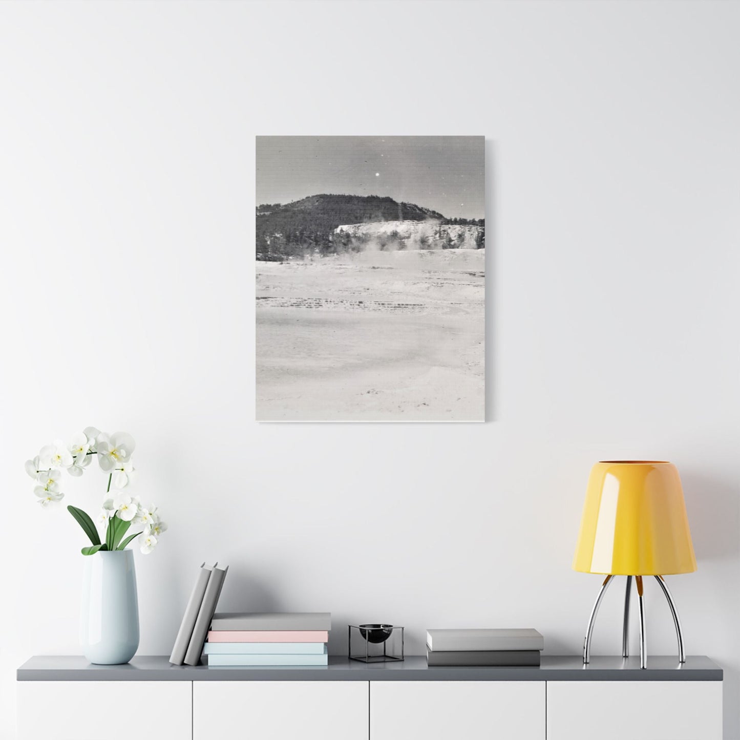 Mammoth Hot Springs Yellowstone Satin Canvas Stretched 24" x 30" (Vertical) 1.5"