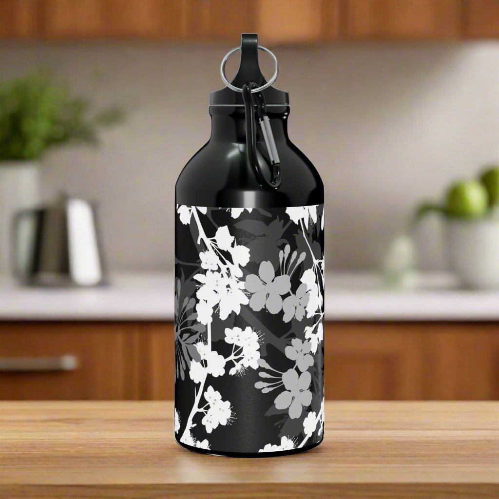 Black and White Blossoms Oregon Sport Bottle