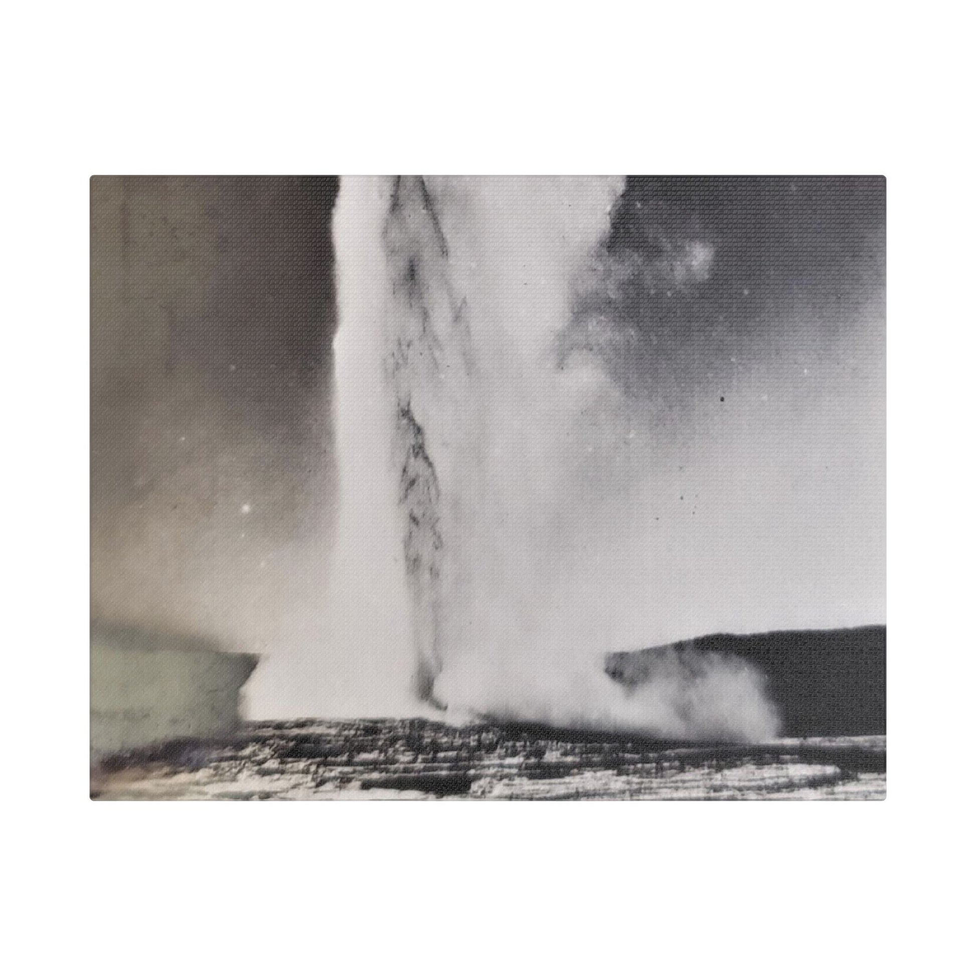Old Faithful Geyser Yellowstone Satin Canvas Stretched