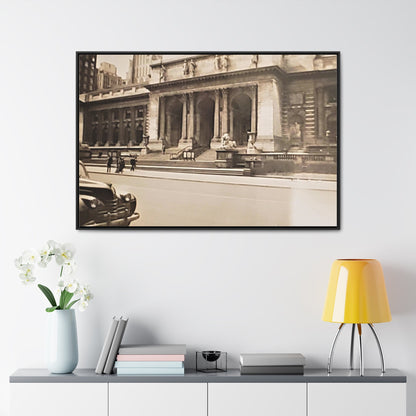New York Public Library Gallery Canvas Wraps Horizontal Frame 48″ x 32″ Black 1.25"