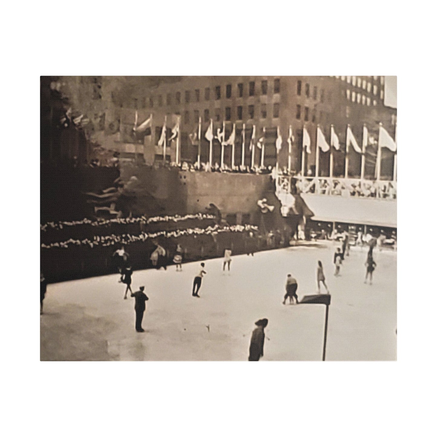 Rockefeller Plaza Easter 1945 Satin Canvas, Stretched